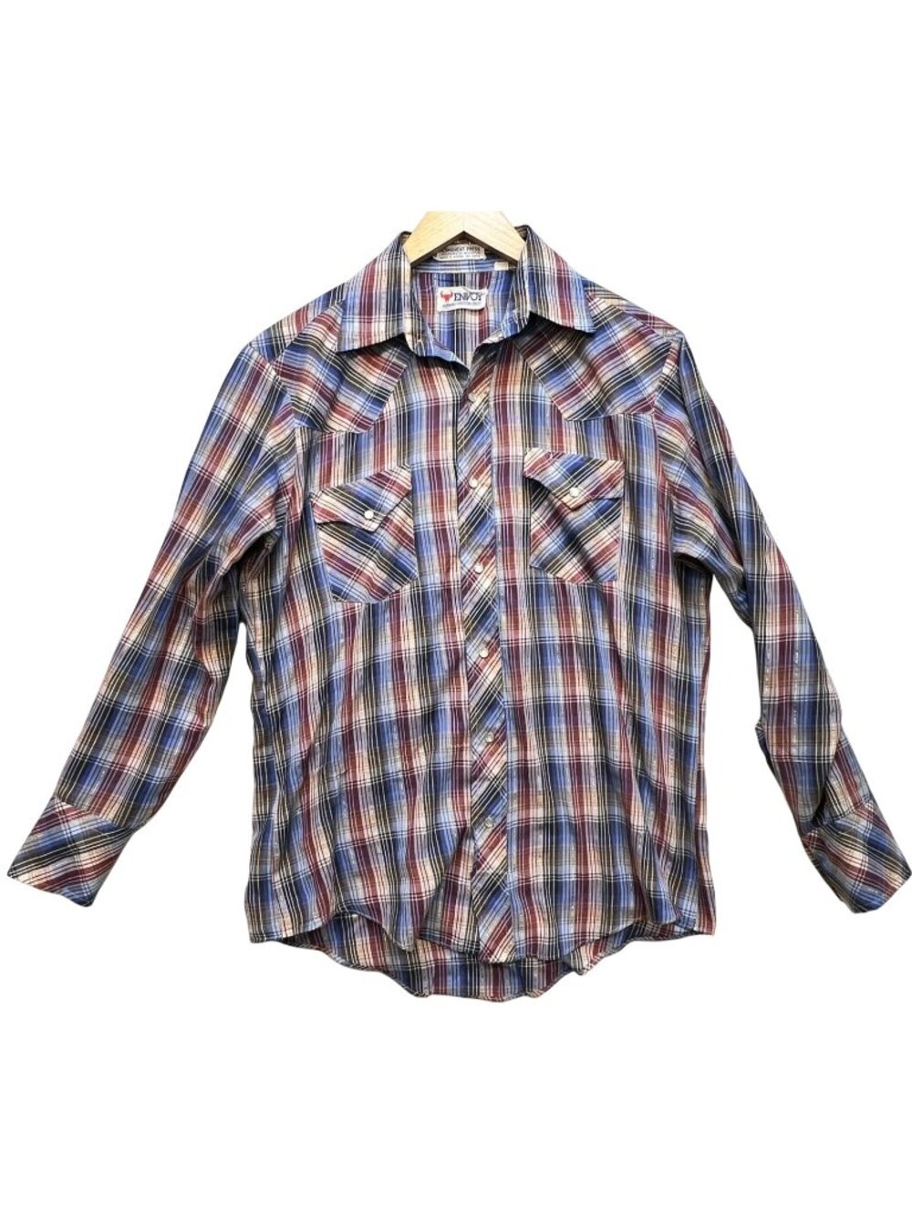 Vintage Envoy Men's Permanent Press Authentic Western Shirt Size M Multi Plaid